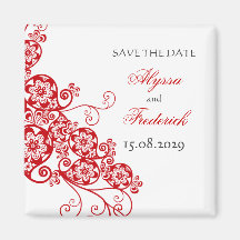 Floral Paisley Red Save The Date Custom Magnet