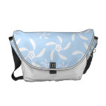Floral Pattern in Light Blue and White. Messenger Bag