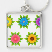 Floral Pattern Keychains