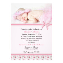Floral Photo Baptism Invitation