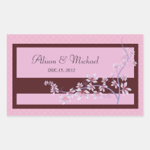 Floral Pink -Wedding Seal Rectangle Sticker