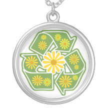 Floral Recycle Sign Necklace