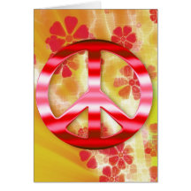 Floral Red Chrome Peace Sign Card