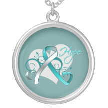 Floral Ribbon Hope - Cervical Cancer Necklace