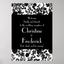 Floral Rococo Wedding, reception welcome poster