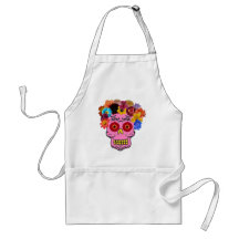 Floral Sugar Skull Apron