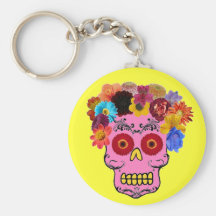 Floral Sugar Skull Key Chains