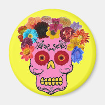 Floral Sugar Skull Magnet