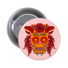 Floral Sugar Skull Pin