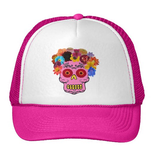 Floral Sugar Skull Trucker Hats