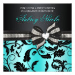 Floral Swirl Sweet Sixteen Invite With Jewelled Bo