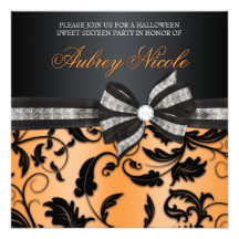 Floral Swirl Sweet Sixteen Invite With Jewelled Bo
