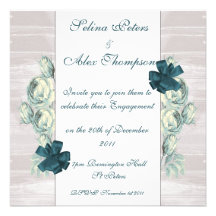 Floral Teal Engagement Invitation