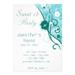 Floral Teal - Sweet 16 Party Invitation