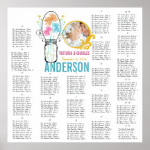 Floral Vintage Modern Mason Jar Seating Chart Print