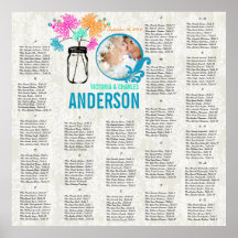 Floral Vintage Modern Mason Jar Seating Chart Posters
