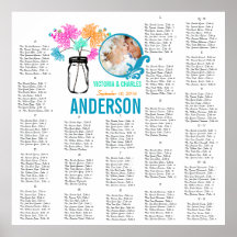 Floral Vintage Modern Mason Jar Seating Chart Posters