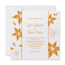 Floral Wedding Invitation - Orange & White