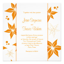 Floral Wedding Invitation - Orange & White