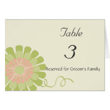 Floral Wedding Table Number Card