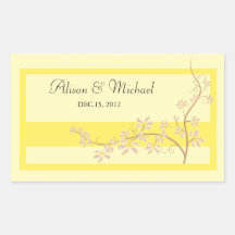 Floral yellow -Wedding Seal Rectangle Stickers