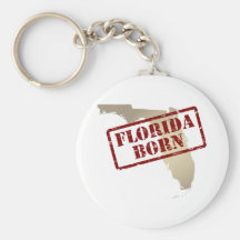 Florida Born - Stamp on Map Keychain