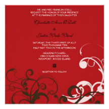 flourish; red wedding personalized announcement