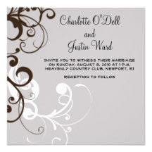 flourish; silver wedding personalized invites