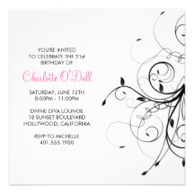 flourish; zebra print birthday party personalised invitations