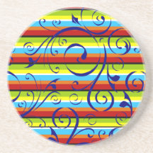Flourished Stripe Beverage Coasters
