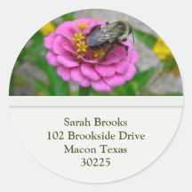 Flower and Bee Address Label Round Sticker