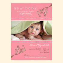 Flower Branch Baby Birth Announcement (pink) invitations