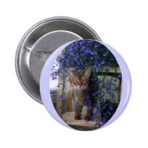 Flower Cat (oval) Pinback Button