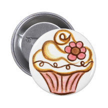 Flower Cupcake Button
