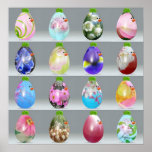 Flower Easter Egg Chicks Poster
