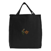 Flower Fancy Monogram Tote Embroidered Bags