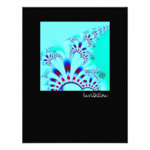 Flower · Fractal Art · Turquoise Personalised Invites