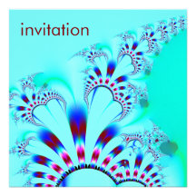Flower · Fractal Art · Turquoise Invitation