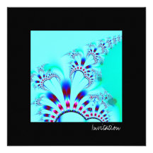 Flower · Fractal Art · Turquoise Personalized Invite