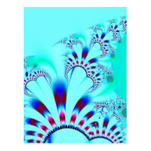 Flower · Fractal Art · Turquoise Postcard