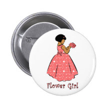 Flower Girl in Coral Pinback Button