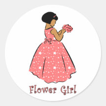 Flower Girl in Coral Round Stickers