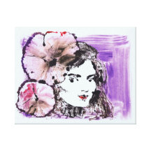 Flower Girl Monoprint Wrapped Stretched Canvas Stretched Canvas Print