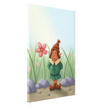 flower gnome garden canvas print