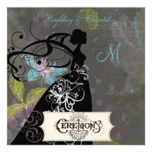 Flower Magic Silhouette Bride Wedding Invite