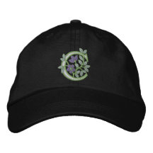 Flower Monogram Initial C Embroidered Hat
