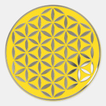 Flower Of Life 1 - Silver stamp | yellow Sticker