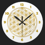 FLOWER OF LIFE - gold - clock face Numbers wall clocks