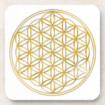 FLOWER OF LIFE - gold Drink Coasters