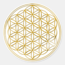 FLOWER OF LIFE - gold Round Sticker